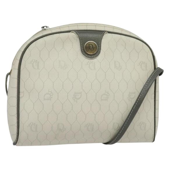 DIOR Honeycomb Canvas Shoulder Bag Pvc White Gold - Picture 1 of 12